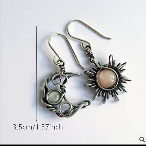 New sun and moon dangle earrings - Picture 4 of 4